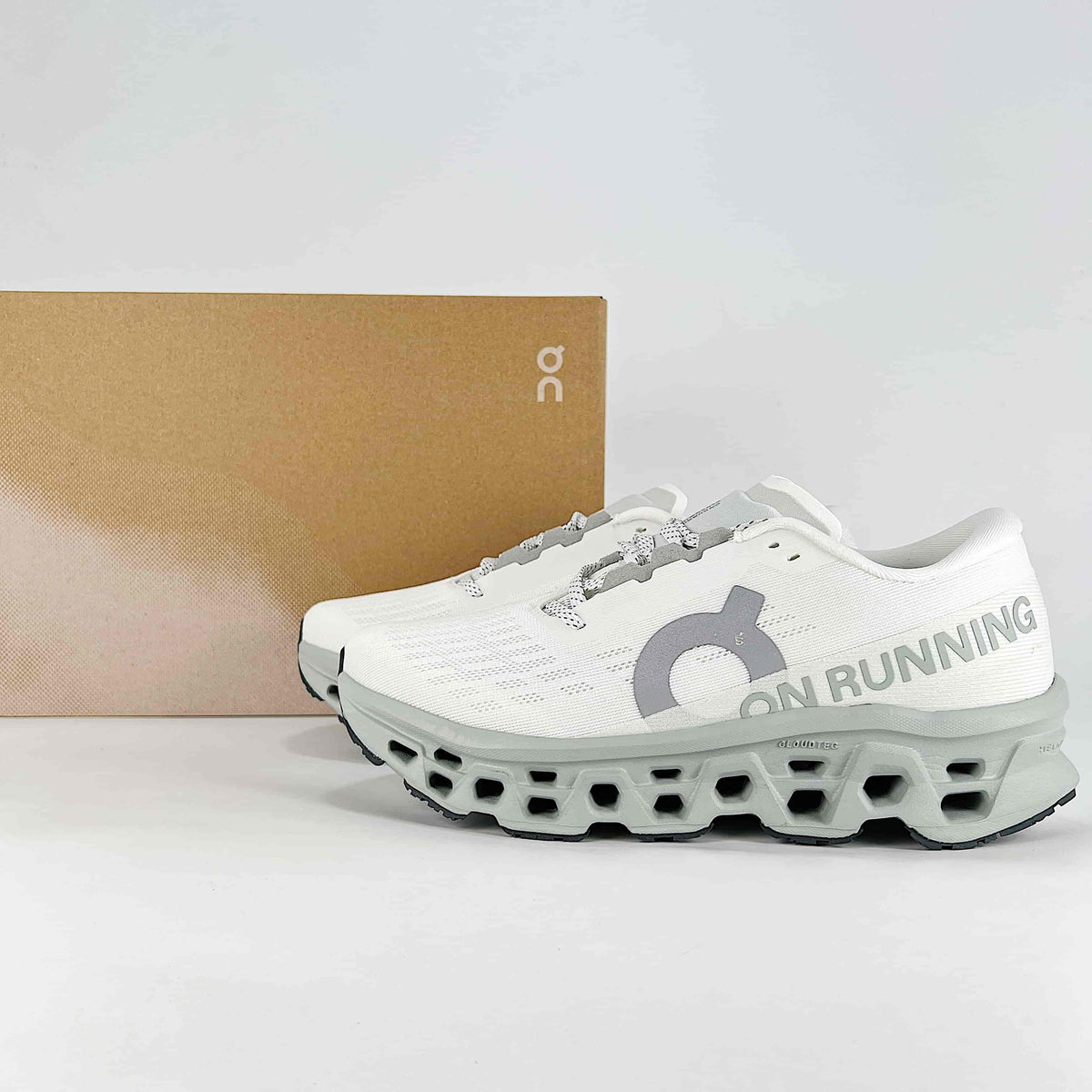 On Cloudmonster 3 – Unisex Lightweight Breathable Maximum Cushioning Running Shoes | White & Gray