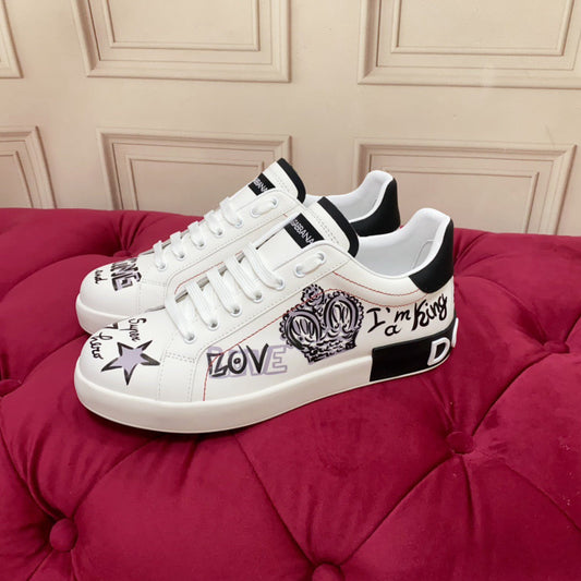 D*G 2026 Luxury Genuine Leather Casual Sneakers - Italian Designer Unisex Shoes