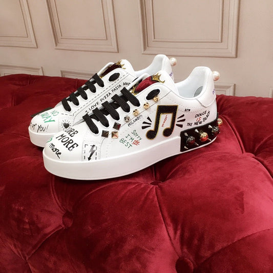 D*G 2026 Luxury Genuine Leather Casual Sneakers - Italian Designer Unisex Shoes