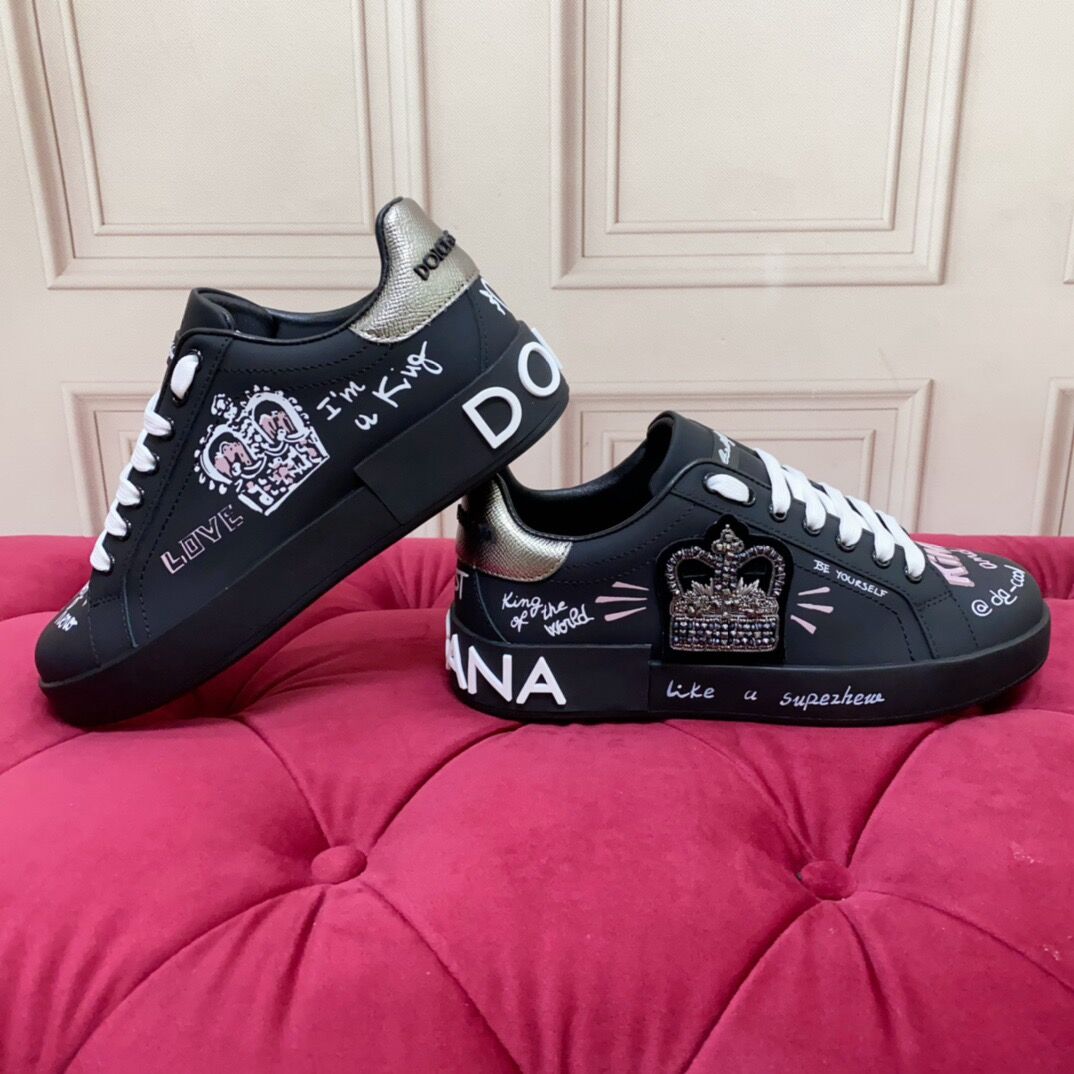 D*G 2026 Luxury Genuine Leather Casual Sneakers - Italian Designer Unisex Shoes