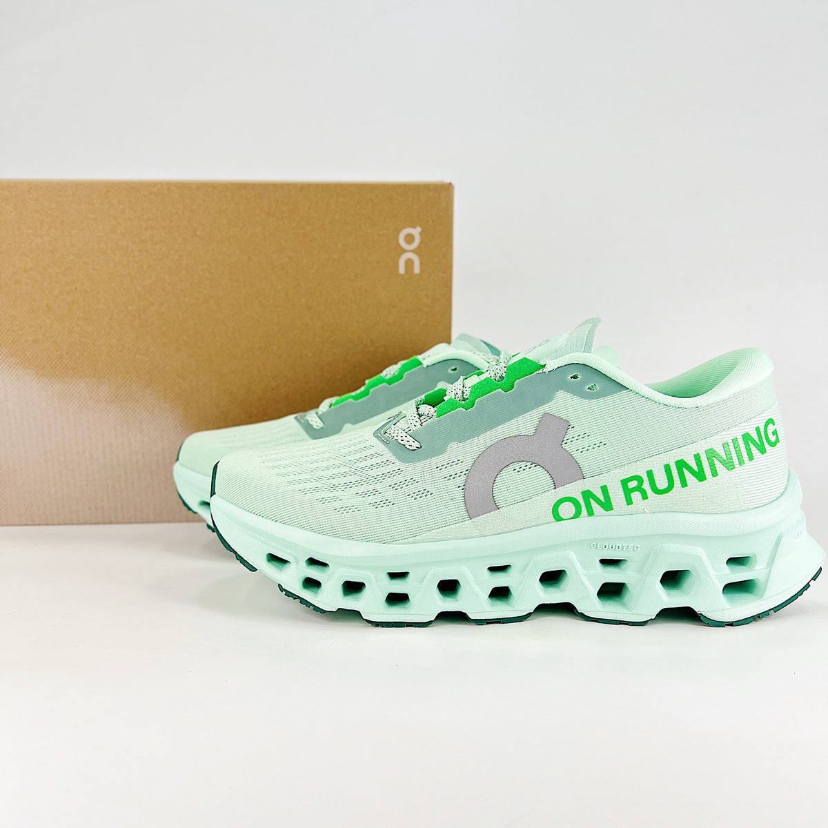 On Cloudmonster 3 Hyper – Unisex Lightweight Breathable Maximum Cushioning Running Shoes | Mint & Neon Green