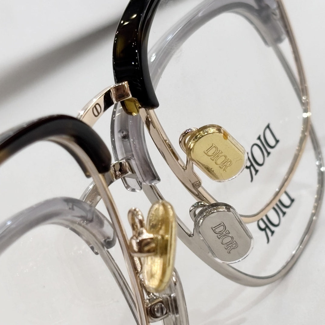 D**R Narrow Cat-Eye Sunglasses | Acetate Frame, CD Metal Badge, Gold Twin-Wire Metal Temple