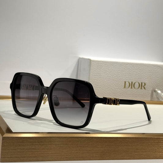 D**R Oversized Square Sunglasses | 3D DIOR Letter Hinge Block in Crystal-Set or Gold, Gradient Lenses | 5 Colors incl. Transparent Mauve & Black