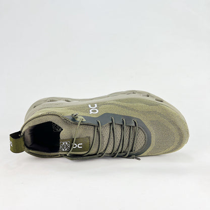 Loewe × On Cloudsurfer – Unisex Lightweight Breathable Luxury Collaborative Running Shoes | Olive Green & Charcoal
