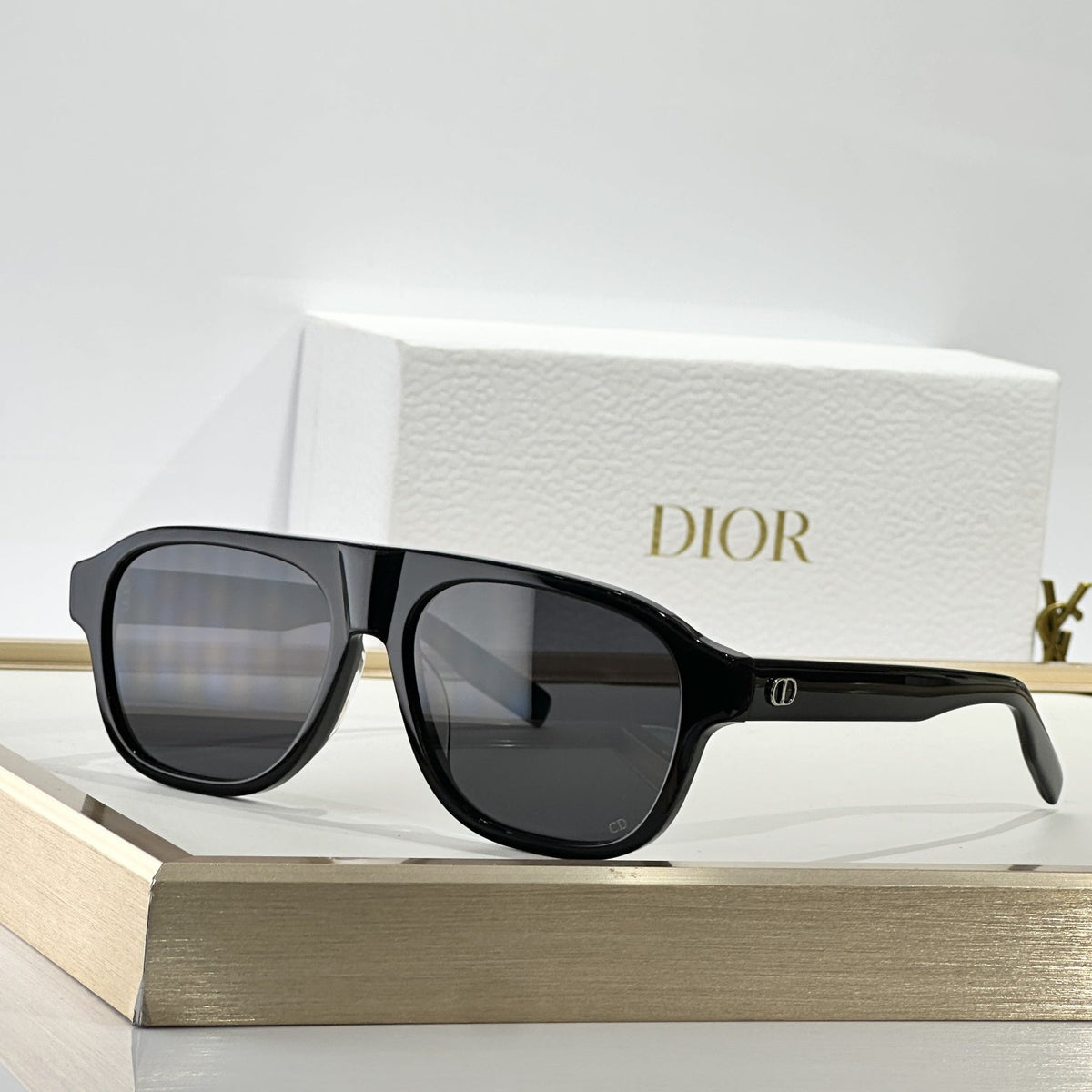 D**R BlackSuit Square Pilot Sunglasses | Black Acetate Frame, Dark Grey Lenses | Multiple Colors