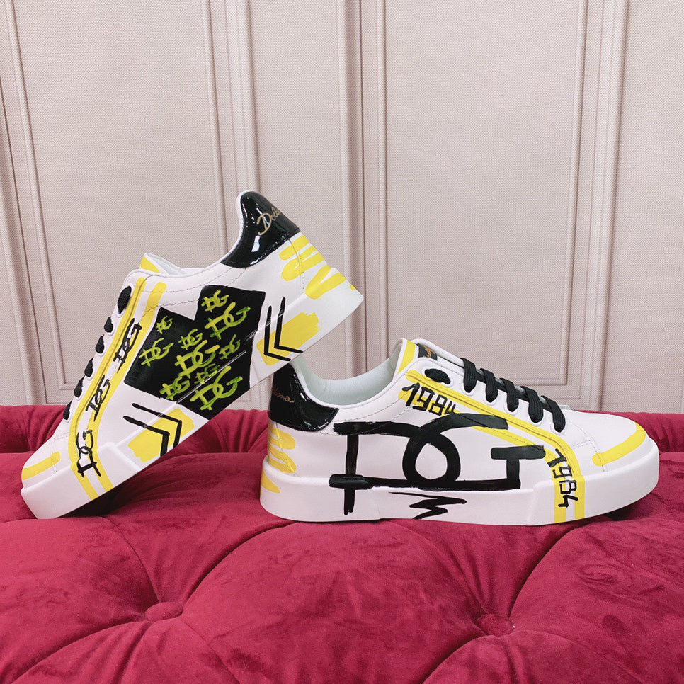 D*G 2026 Luxury Genuine Leather Casual Sneakers - Italian Designer Unisex Shoes