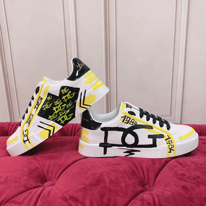 D*G 2026 Luxury Genuine Leather Casual Sneakers - Italian Designer Unisex Shoes
