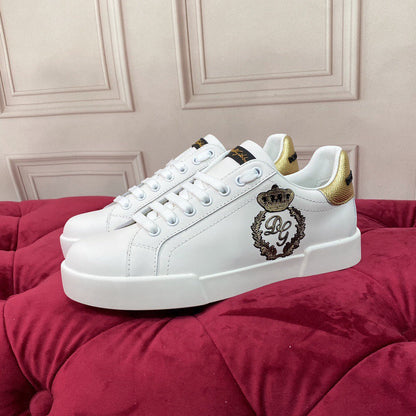 D*G 2026 Luxury Genuine Leather Casual Sneakers - Italian Designer Unisex Shoes