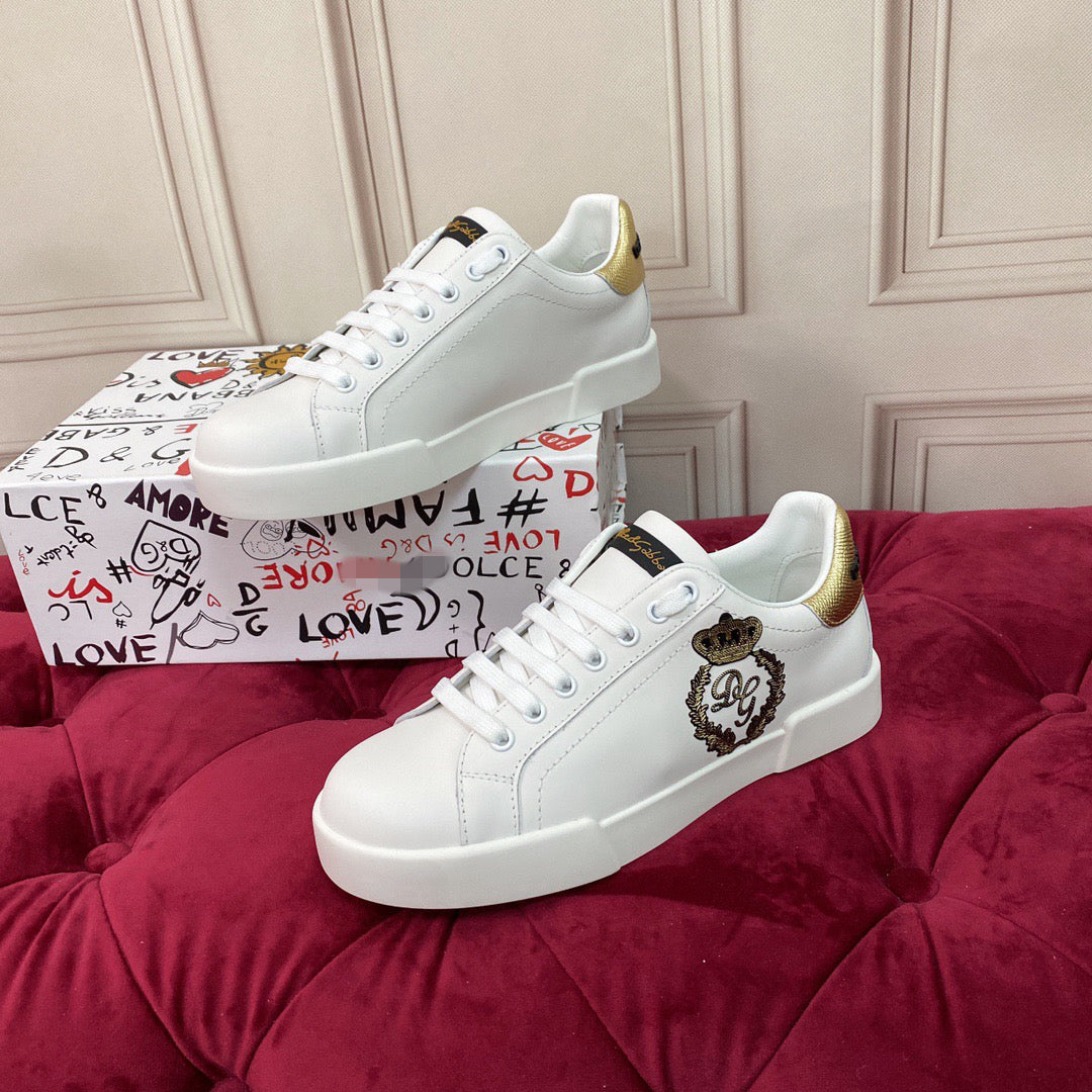 D*G 2026 Luxury Genuine Leather Casual Sneakers - Italian Designer Unisex Shoes