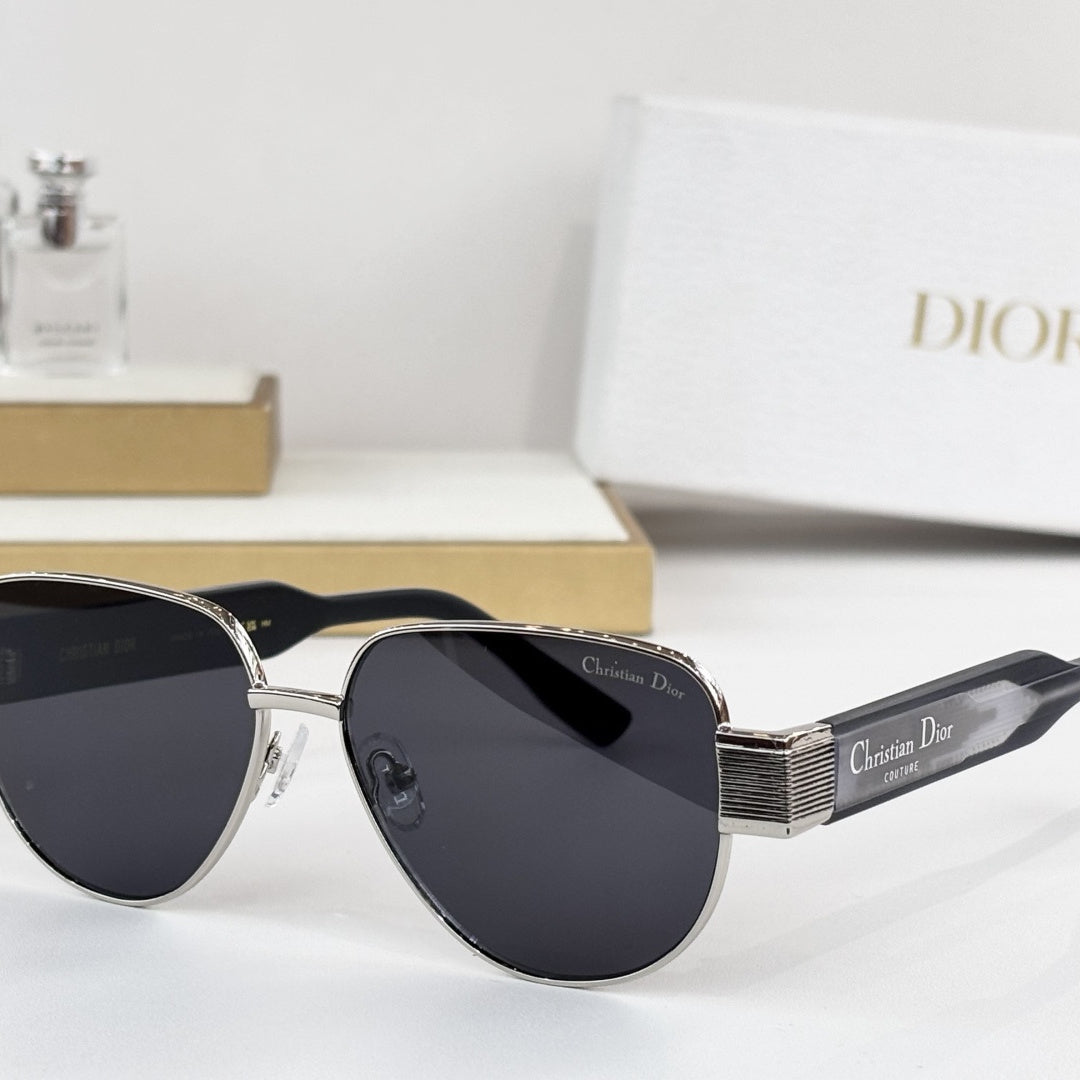 D**R Aviator Sunglasses | Metal Double-Bridge Frame, Christian Dior Couture Ribbed Temple Block, Coloured Acetate Arms | 6 Colors