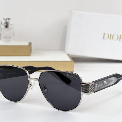 D**R Aviator Sunglasses | Metal Double-Bridge Frame, Christian Dior Couture Ribbed Temple Block, Coloured Acetate Arms | 6 Colors