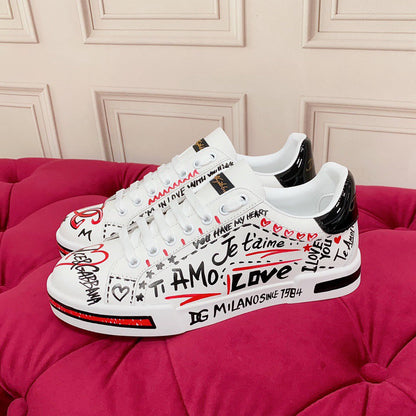 D*G 2026 Luxury Genuine Leather Casual Sneakers - Italian Designer Unisex Shoes
