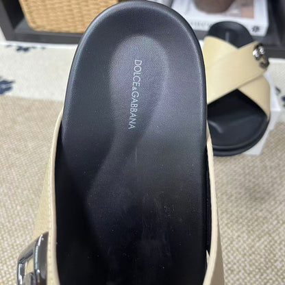 D*G 2026 Premium Leather Casual Slippers - Designer Men's Slides in 5 Colors