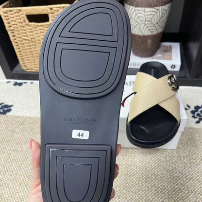 D*G 2026 Premium Leather Casual Slippers - Designer Men's Slides in 5 Colors