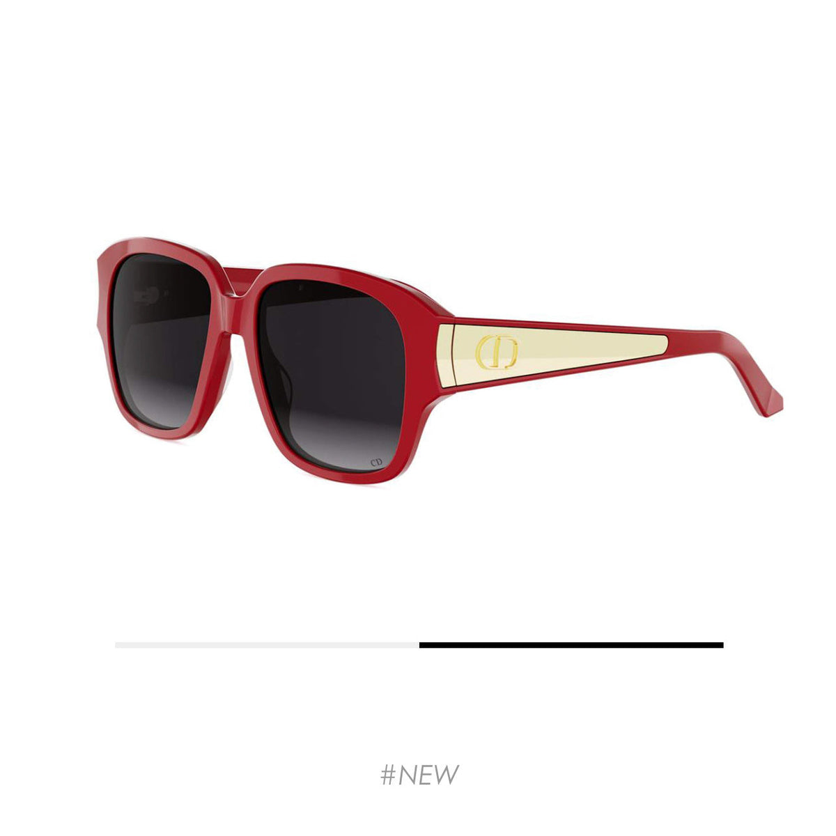 D**R 30Montaigne S3U Oversized Square Sunglasses | Black Acetate Frame, Grey Gradient Lenses, Gold CD Logo Temple | Multiple Colors