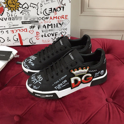 D*G 2026 Luxury Genuine Leather Casual Sneakers - Italian Designer Unisex Shoes