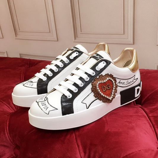 D*G 2026 Luxury Genuine Leather Casual Sneakers - Italian Designer Unisex Shoes