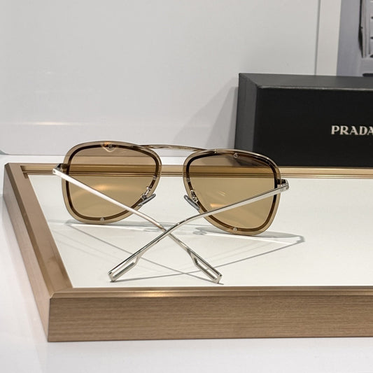 D**R BlackSuit A1U Aviator Sunglasses | Transparent Champagne Acetate Frame, Yellow Lenses, Silver Double Bridge | Multiple Colors