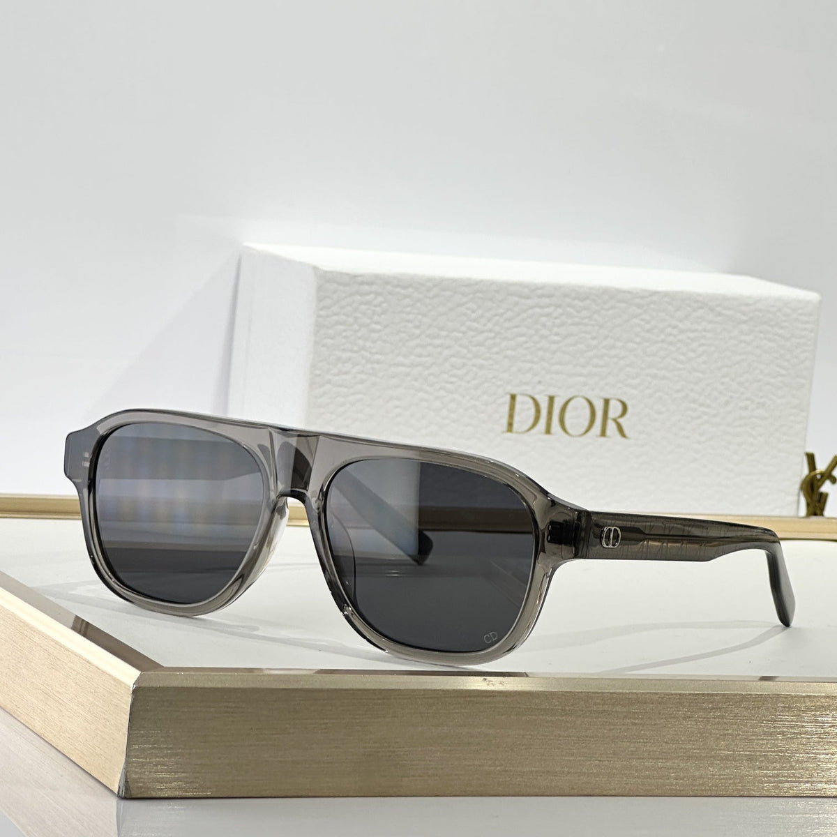 D**R BlackSuit Square Pilot Sunglasses | Black Acetate Frame, Dark Grey Lenses | Multiple Colors