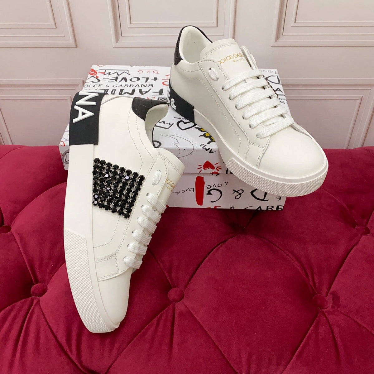 D*G 2026 Premium Leather Casual Sneakers - Designer Unisex Shoes in 2 Colors