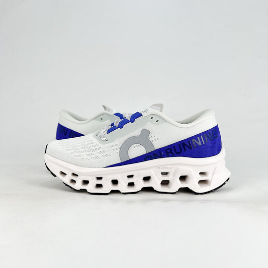 On Cloudmonster 3 Hyper – Unisex Lightweight Breathable Maximum Cushioning Running Shoes | White & Royal Blue