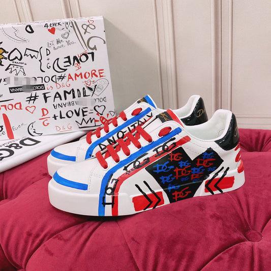 D*G 2026 Luxury Genuine Leather Casual Sneakers - Italian Designer Unisex Shoes