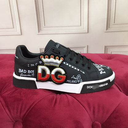 D*G 2026 Luxury Genuine Leather Casual Sneakers - Italian Designer Unisex Shoes