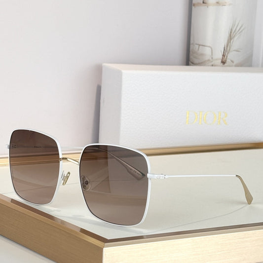 D**R Oversized Square Sunglasses | White & Gold Metal Frame, Brown Gradient Lenses | Multiple Colors