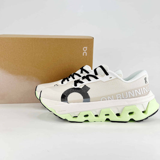 On Cloudmonster 3 – Unisex Lightweight Breathable Maximum Cushioning Running Shoes | White & Lime Green