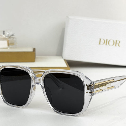D**R Oversized Square Sunglasses | Thick Acetate Full Frame, Christian Dior Paris Gold Temple Plaque, Flat Dark Lenses | 6 Colors