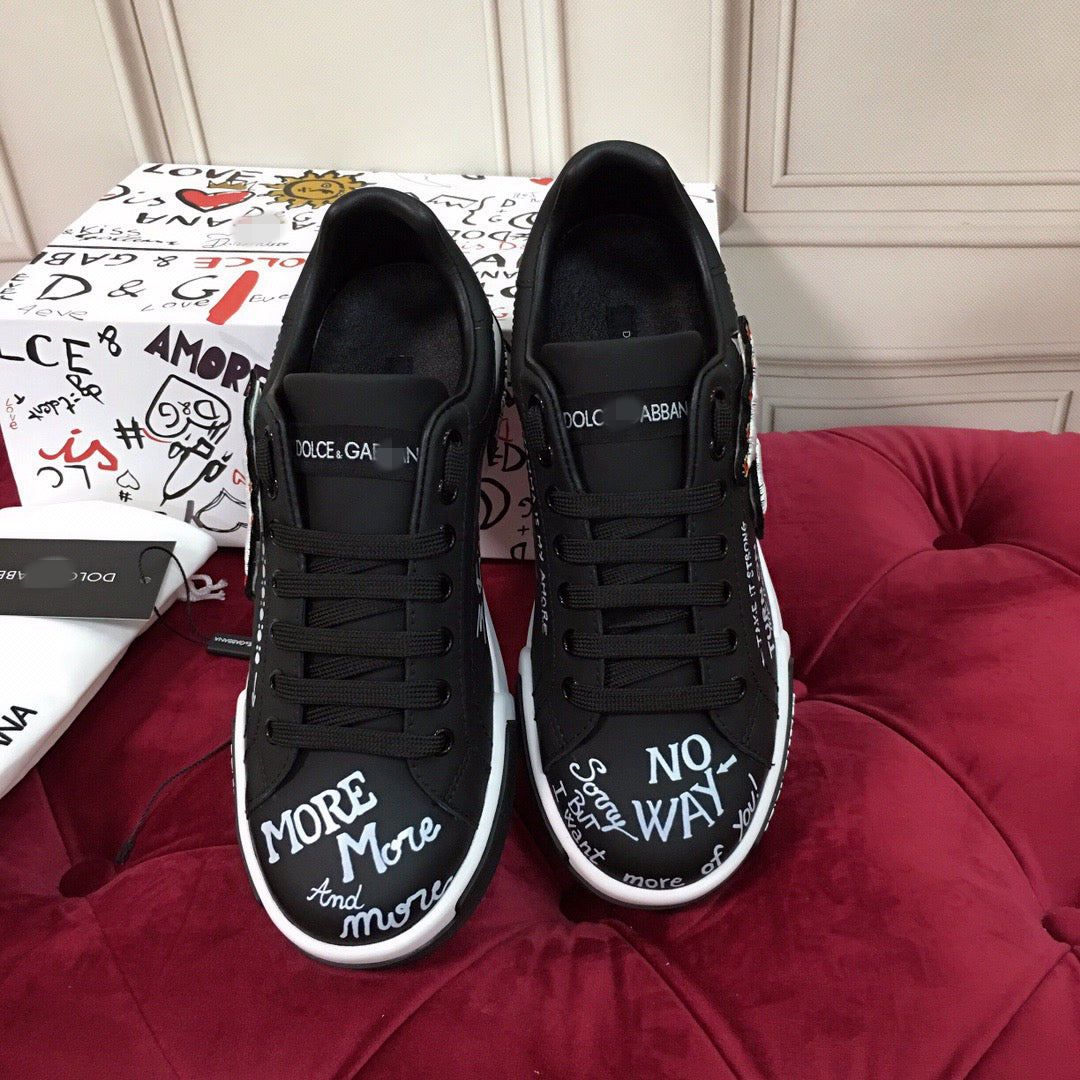 D*G 2026 Luxury Genuine Leather Casual Sneakers - Italian Designer Unisex Shoes