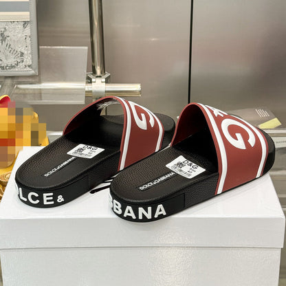 D*G 2026 Premium Leather Casual Slippers - Designer Men's Slides in 4 Styles