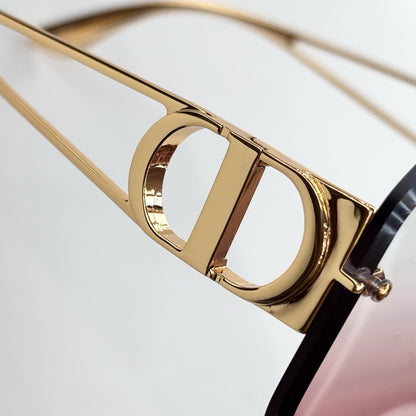 D**R 30Montaigne S6U Rimless Sunglasses | Gold Metal Frame, Brown Gradient Bevelled Lenses, CD Logo Temple | Multiple Colors