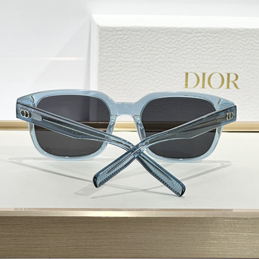 D**R 30Montaigne S3U Oversized Square Sunglasses | Transparent Blue Acetate Frame, Dark Grey Lenses, CD Logo Hinge | Multiple Colors