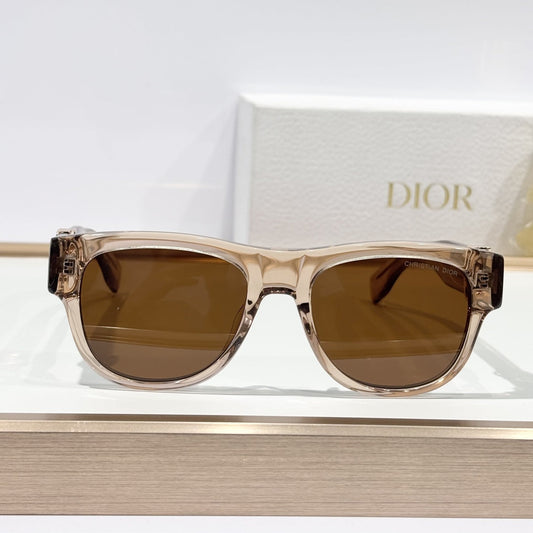 D**R DiorBlackSuit S6U Sunglasses | Transparent Champagne Acetate Square Frame, Brown Lenses, Signature Metal Hinge | Multiple Colors