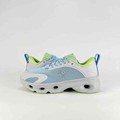 Loewe × On Cloudsolo – Unisex Lightweight Breathable Luxury Collaborative Running Shoes | Ice Blue & Lime Green