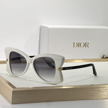 D**R MissDior B5I Cat Eye Sunglasses | Black Acetate Frame, Blue-Grey Gradient Lenses, Gold Hinge | Multiple Colors