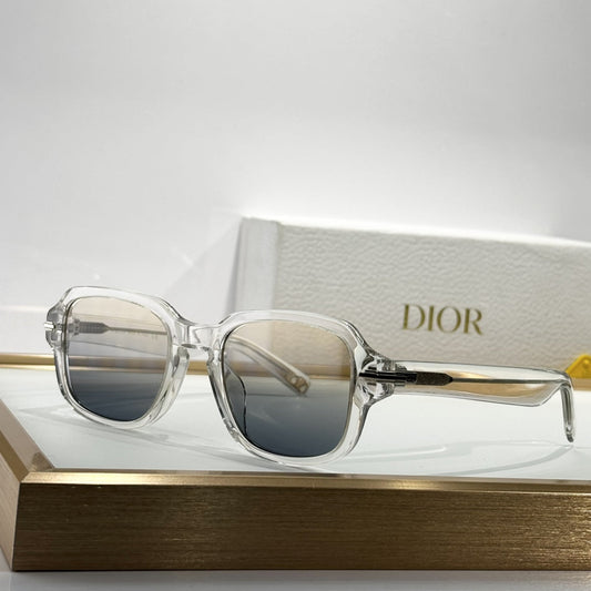 D**R Thick Square Sunglasses | Dior Oblique Monogram Print or Flat Dark Lenses, White & Smoky Grey Acetate Full Frame | 5 Colors