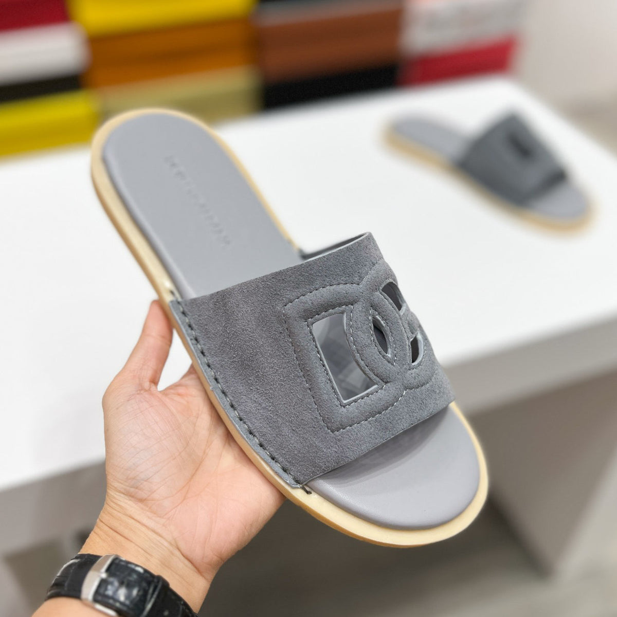 D*G 2026 Premium Leather Casual Slippers - Designer Men's Slides in 6 Colors