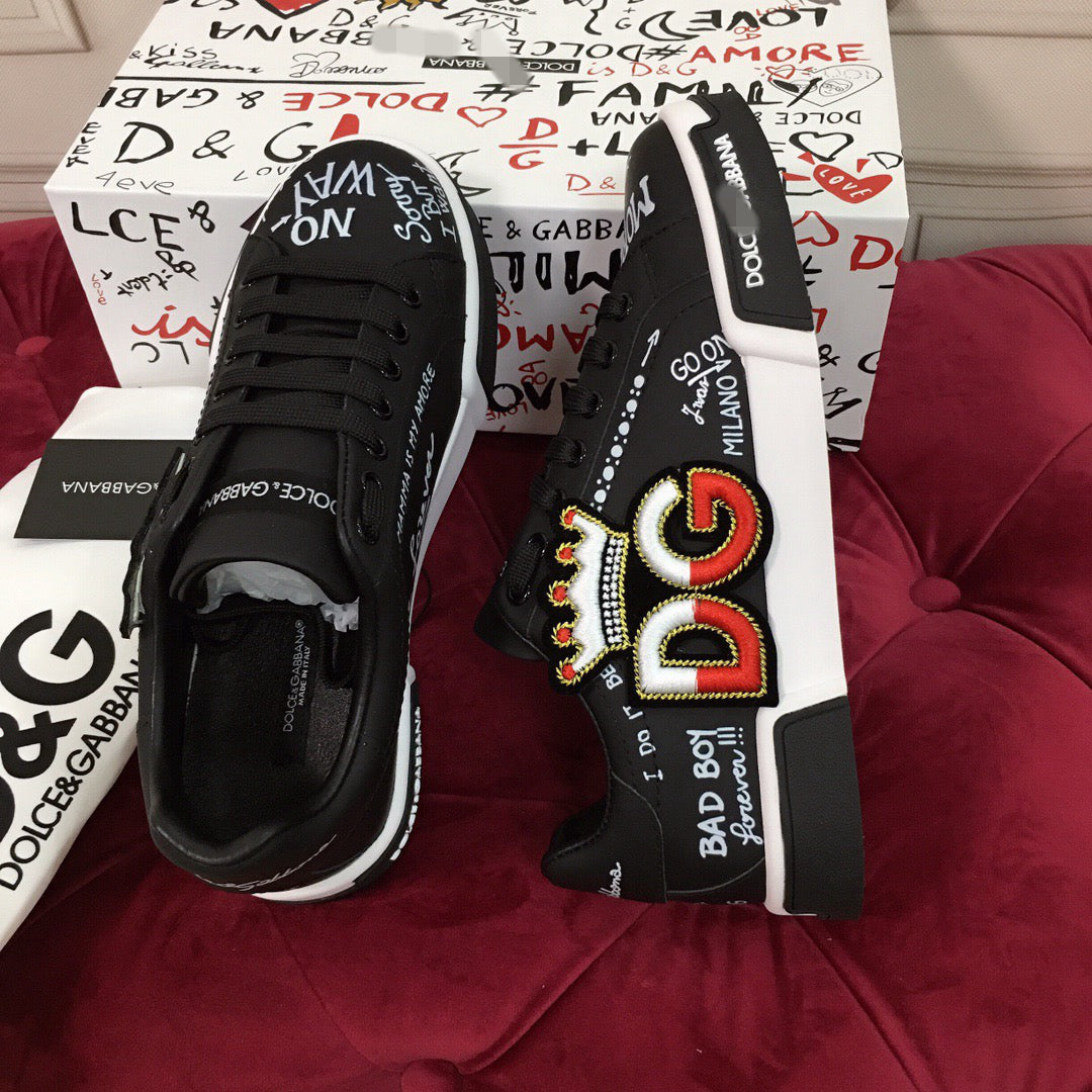 D*G 2026 Luxury Genuine Leather Casual Sneakers - Italian Designer Unisex Shoes
