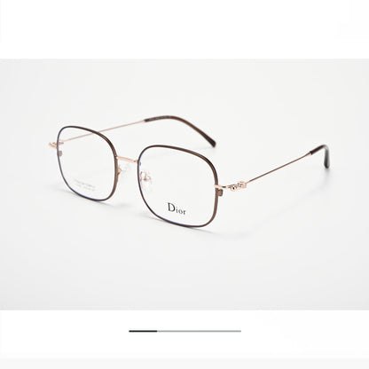 D**R Square Optical Eyeglasses Frame | Slim Metal Frame, Clear Lenses & Floral Silver Hinge | 4 Colorways