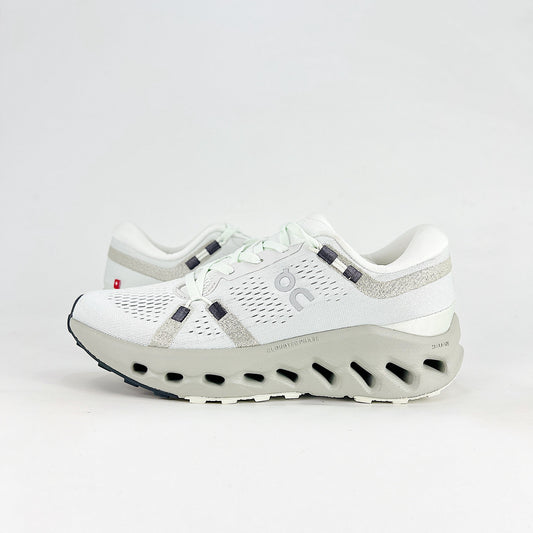 On Cloudsurfer 2 – Unisex Lightweight Breathable Soft Cushioned Road Running Shoes | White & Pearl Gray