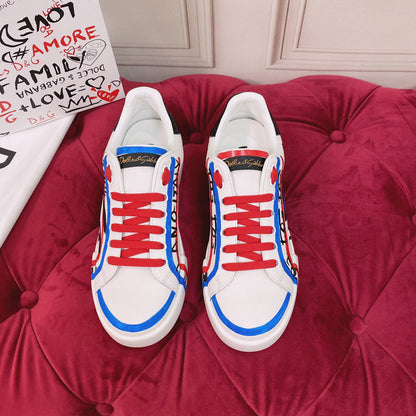 D*G 2026 Luxury Genuine Leather Casual Sneakers - Italian Designer Unisex Shoes