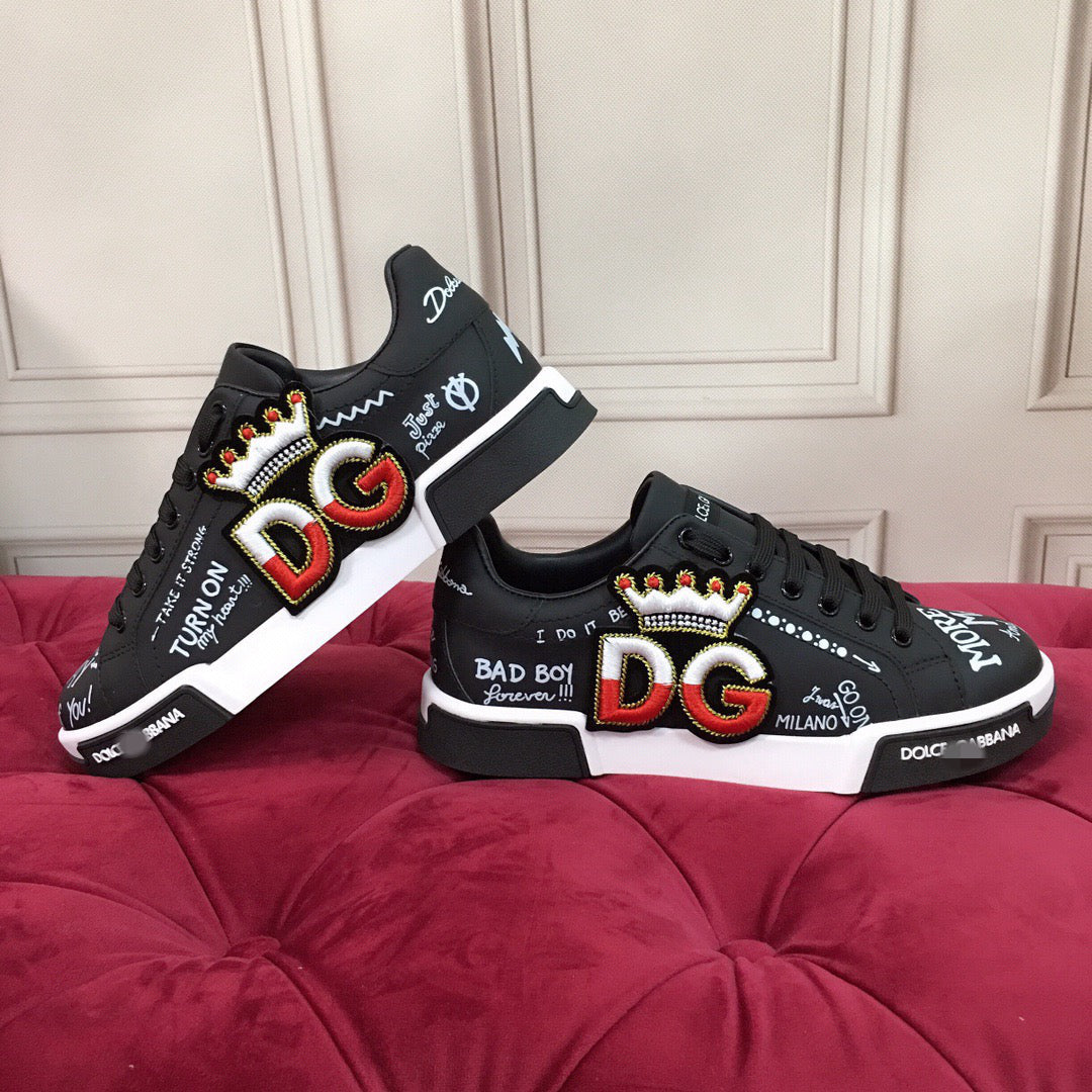 D*G 2026 Luxury Genuine Leather Casual Sneakers - Italian Designer Unisex Shoes