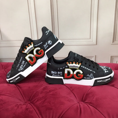 D*G 2026 Luxury Genuine Leather Casual Sneakers - Italian Designer Unisex Shoes