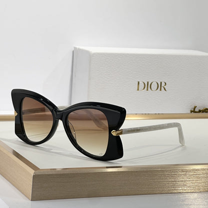 D**R MissDior B5I Cat Eye Sunglasses | Black Acetate Frame, Blue-Grey Gradient Lenses, Gold Hinge | Multiple Colors