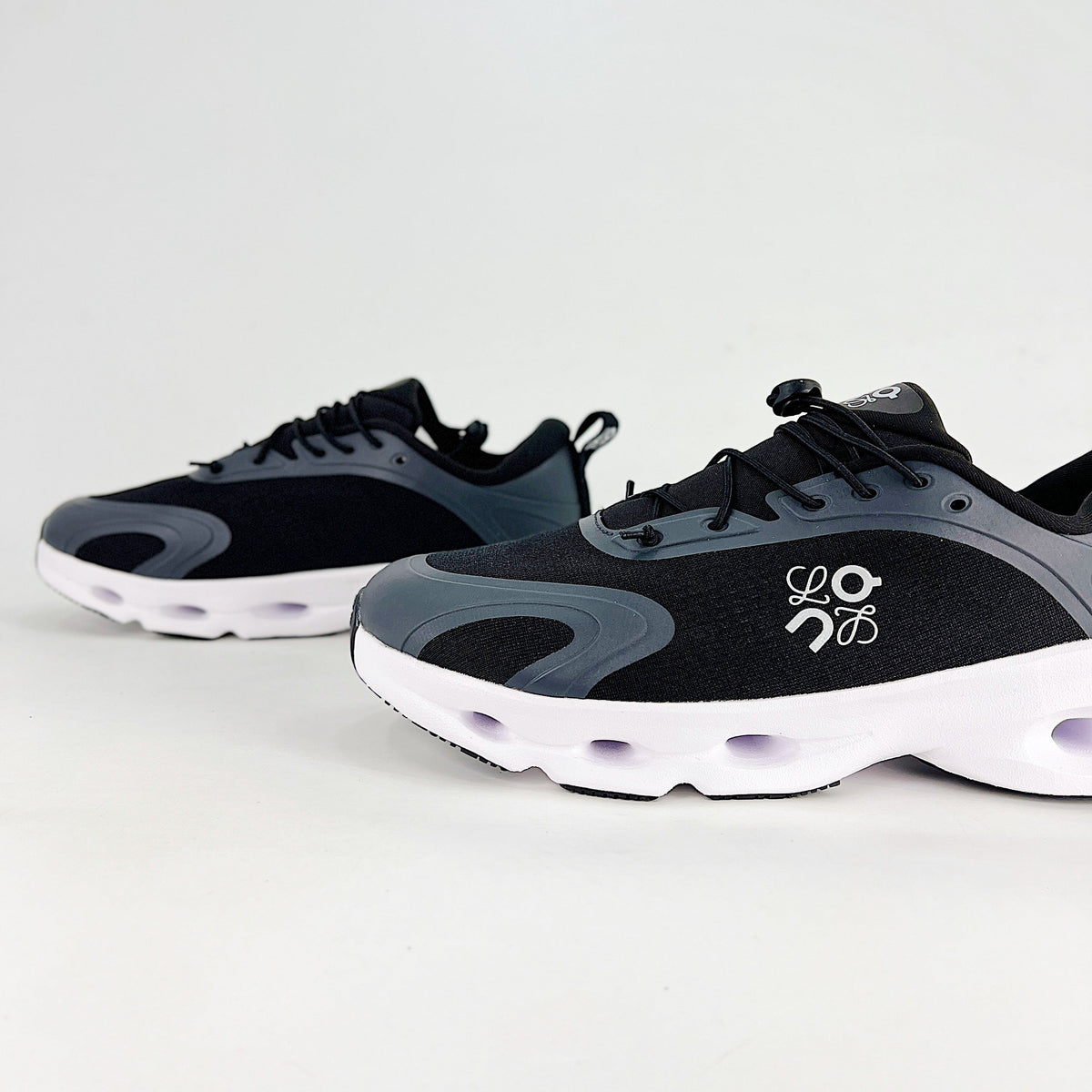 Loewe × On Cloudsolo – Unisex Lightweight Breathable Luxury Collaborative Running Shoes | Black & Slate Gray
