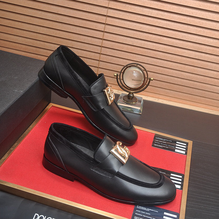 D*G 2026 Premium Leather Casual Sneakers - Designer Men's Shoes in Black