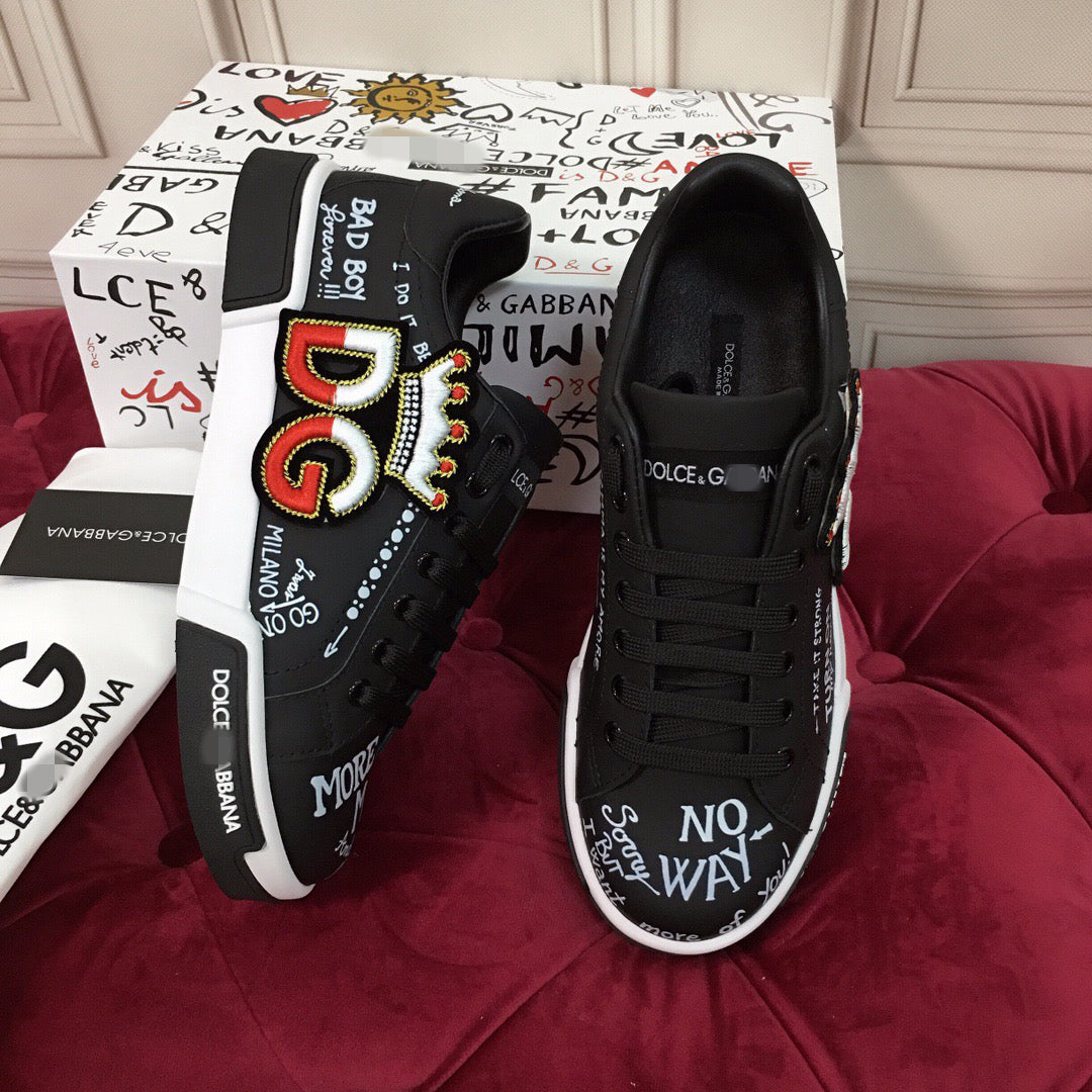 D*G 2026 Luxury Genuine Leather Casual Sneakers - Italian Designer Unisex Shoes