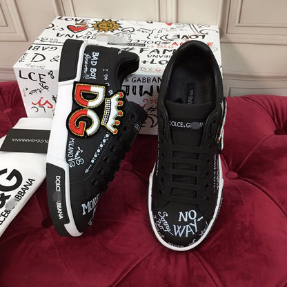 D*G 2026 Luxury Genuine Leather Casual Sneakers - Italian Designer Unisex Shoes